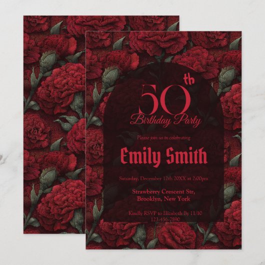 Boho Carnation Luxury First Birthday Gift Einladung (Vorne/Hinten)