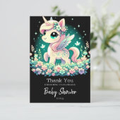 Boho Cartoon Unicorn Kinderdusche Dankeskarte (Stehend Vorderseite)