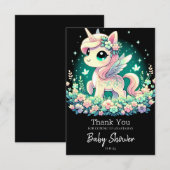Boho Cartoon Unicorn Kinderdusche Dankeskarte (Vorne/Hinten)