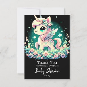 Boho Cartoon Unicorn Kinderdusche Dankeskarte