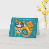 Boho Cat Card mit Zitat Karte (Gelbe Blume)