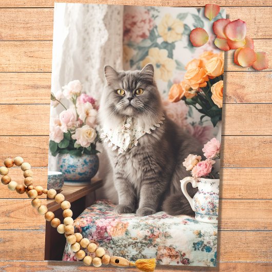 Boho Cat in Florals 1 Dekoupage Paper Seidenpapier