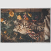 Boho Cat in Florals 4 Dekoupage Paper Seidenpapier (Vorderseite)