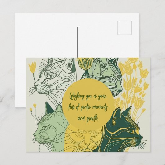 Boho Cat Lover Birthday Postkarte (Vorne/Hinten)