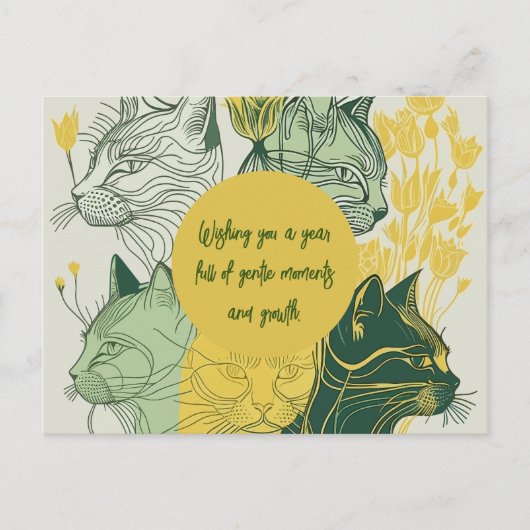 Boho Cat Lover Birthday Postkarte (Vorderseite)