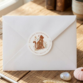 Boho Cat Lover New Home Floral Celestial Art Runder Aufkleber