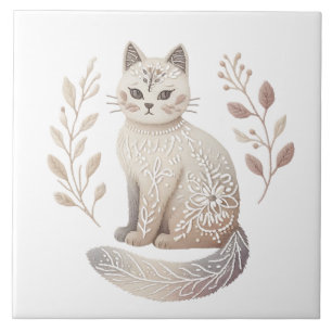 Boho Cat Minimalistisch Feline Decorative Kunst Fliese