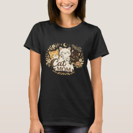 Boho-Cat-Mom-T-Shirt | Cute Cats Floral Boho-T-Shi T-Shirt