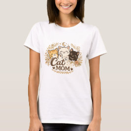 Boho-Cat-Mom-T-Shirt | Cute Cats Floral Boho-T-Shi T-Shirt