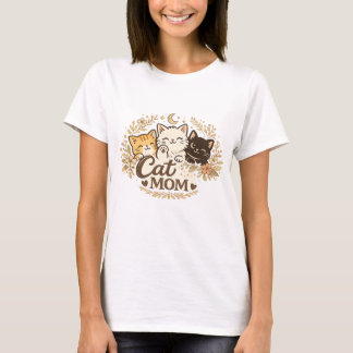 Boho-Cat-Mom-T-Shirt | Cute Cats Floral Boho-T-Shi T-Shirt