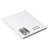 Boho Cat Personalisiert Watercolor Floral Notizblock (angewinkelt)