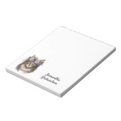 Boho Cat Personalisiert Watercolor Floral Notizblock (Rotiert)