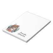 Boho Cat Personalisiert Watercolor Notizblock (Rotiert)