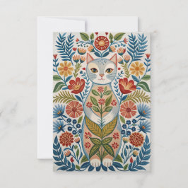 Boho cat und Blume Dankeskarte