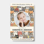 Boho Cats Custom Modern Foto Child Identification Ausweis (Vorderseite)