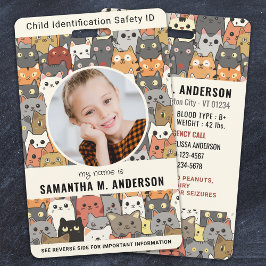 Boho Cats Custom Modern Foto Child Identification Ausweis