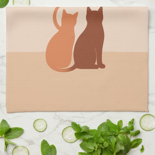 Boho Cats Sunset Wüste Geschirrtuch (Gefaltet)