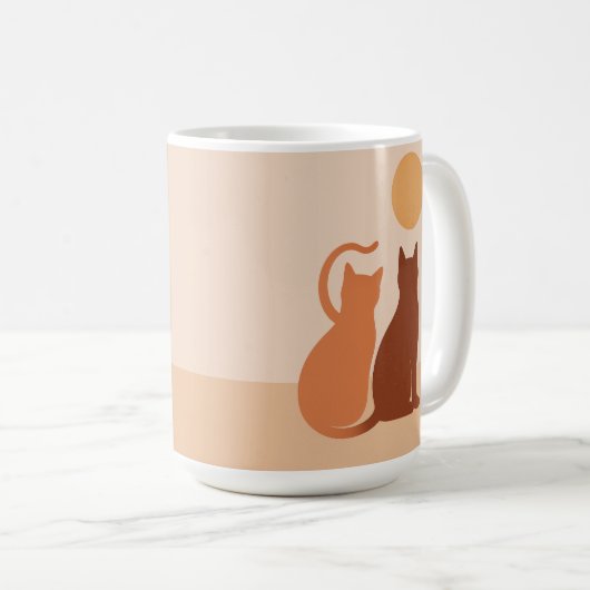 Boho Cats Sunset Wüste Kaffeetasse (VorderseiteRechts)