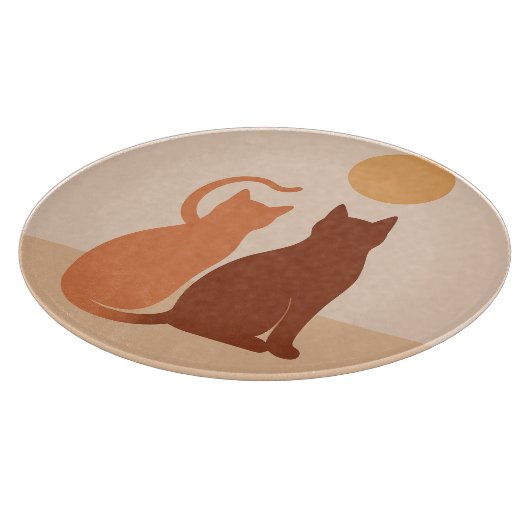 Boho Cats Sunset Wüste Round Cutting Board Schneidebrett (Ecke)