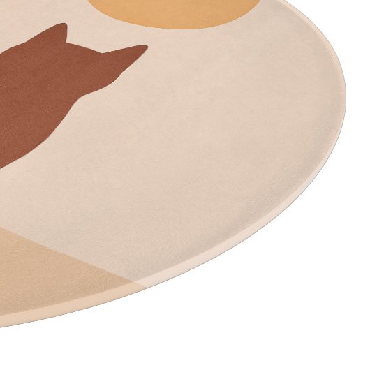 Boho Cats Sunset Wüste Round Cutting Board Schneidebrett (Ecke)