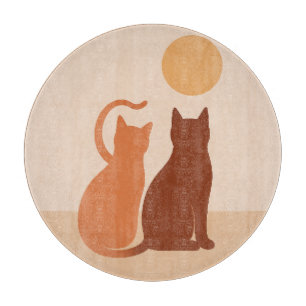 Boho Cats Sunset Wüste Round Cutting Board Schneidebrett