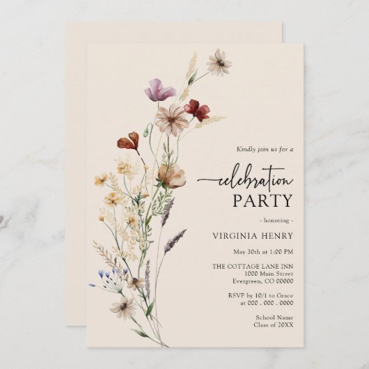 Boho Celebration Party Einladung (Vorne/Hinten)