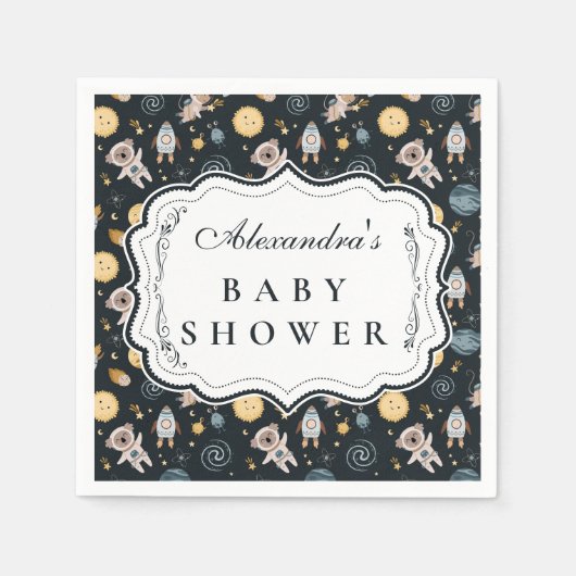 Boho Celestial Animal Baby Shower Serviette (Vorderseite)