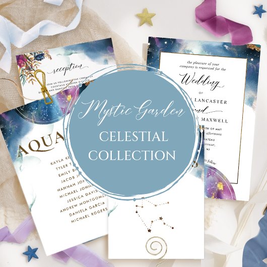 Boho Celestial Blue, Aquamarine und Lila Blumenhoc Einladung