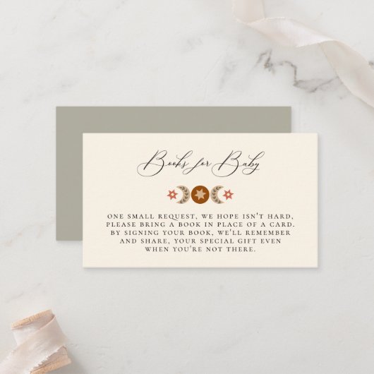 Boho Celestial Book Request Enclosure Card Platzkarte (Vorderseite/Rückseite Beispiel)
