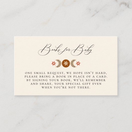 Boho Celestial Book Request Enclosure Card Platzkarte (Vorderseite)