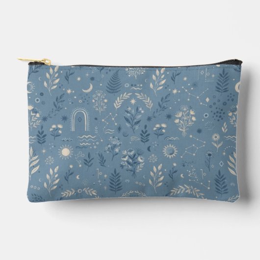 Boho Celestial Botanical Dusty Blue Accessoire Zubehörtasche (Vorderseite)