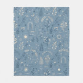 Boho Celestial Botanical Dusty Blue Kuscheldecke Fleecedecke (Vorderseite)
