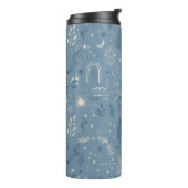 Boho Celestial Botanical Staubblauer Trinkglas Thermosbecher (Nach links gedreht)