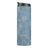 Boho Celestial Botanical Staubblauer Trinkglas Thermosbecher (Nach rechts gedreht)