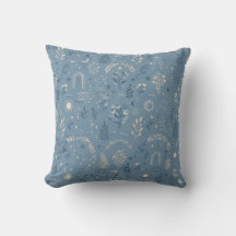 Boho Celestial Botanischer Staubblauer Kissenbezug