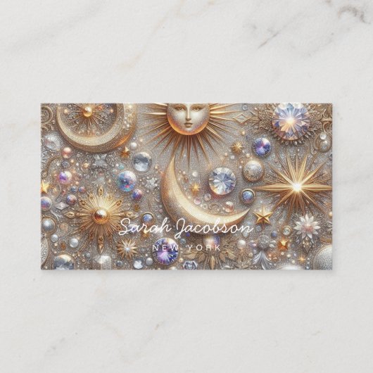 Boho Celestial Business Card – Cosmic Night Sky Visitenkarte (Vorderseite)