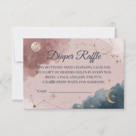 Boho Celestial Diaper Raffle Card | Gold Moon Dankeskarte