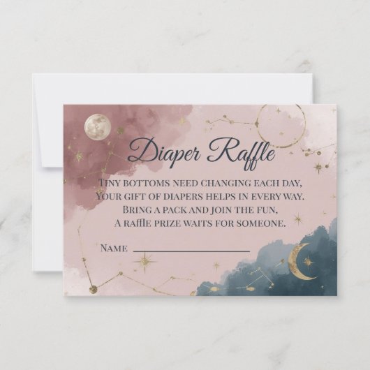 Boho Celestial Diaper Raffle Card | Gold Moon Dankeskarte (Vorderseite)