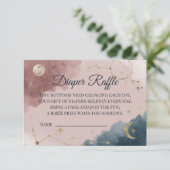 Boho Celestial Diaper Raffle Card | Gold Moon Dankeskarte (Stehend Vorderseite)