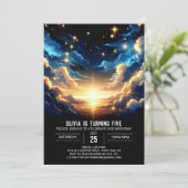 Boho Celestial Digital Geburtstag Einladung (Stehend Vorderseite)
