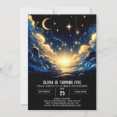 Boho Celestial Digital Geburtstag Einladung (Vorderseite)