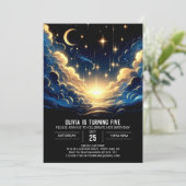 Boho Celestial Digital Geburtstag Einladung (Stehend Vorderseite)