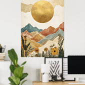 Boho Celestial Großer Goldener Sonnengipfel Poster (Heimbüro)