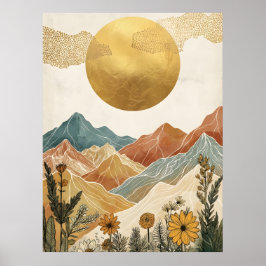 Boho Celestial Großer Goldener Sonnengipfel Poster