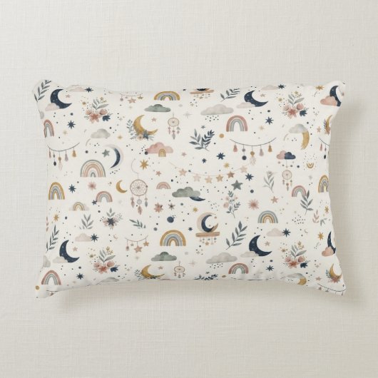 Boho-Celestial-Kindernursery | Neutrale Monde und Dekokissen (Vorderseite)