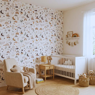 Boho Celestial Kinderzimmer Tapete   Neutraler Mon