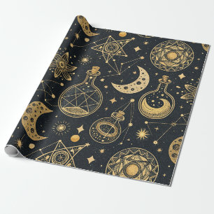 Boho Celestial mit goldenen Alchemie-Symbolen Geschenkpapier