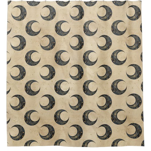 Boho Celestial Mond Goldmuster Duschvorhang (Vorderseite)