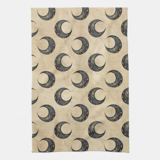Boho Celestial Mond Goldmuster Geschirrtuch (Vertikal)