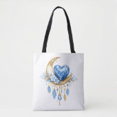 Boho Celestial Mond & Kristall Herz Tote Bag – Tasche (Vorderseite)